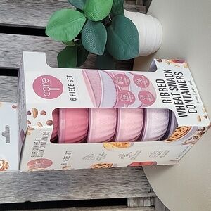 Core Ribbed Wheat Snack Containers Set of 6 Speckled Gradient Pink Shades